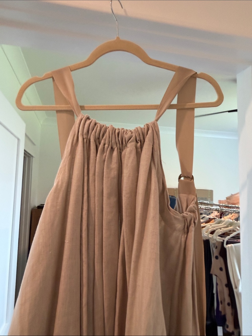 Amano by Lorena Laing natural Linen Maxi Sundress with Adjustable Straps(bw) - Picture 3 of 9